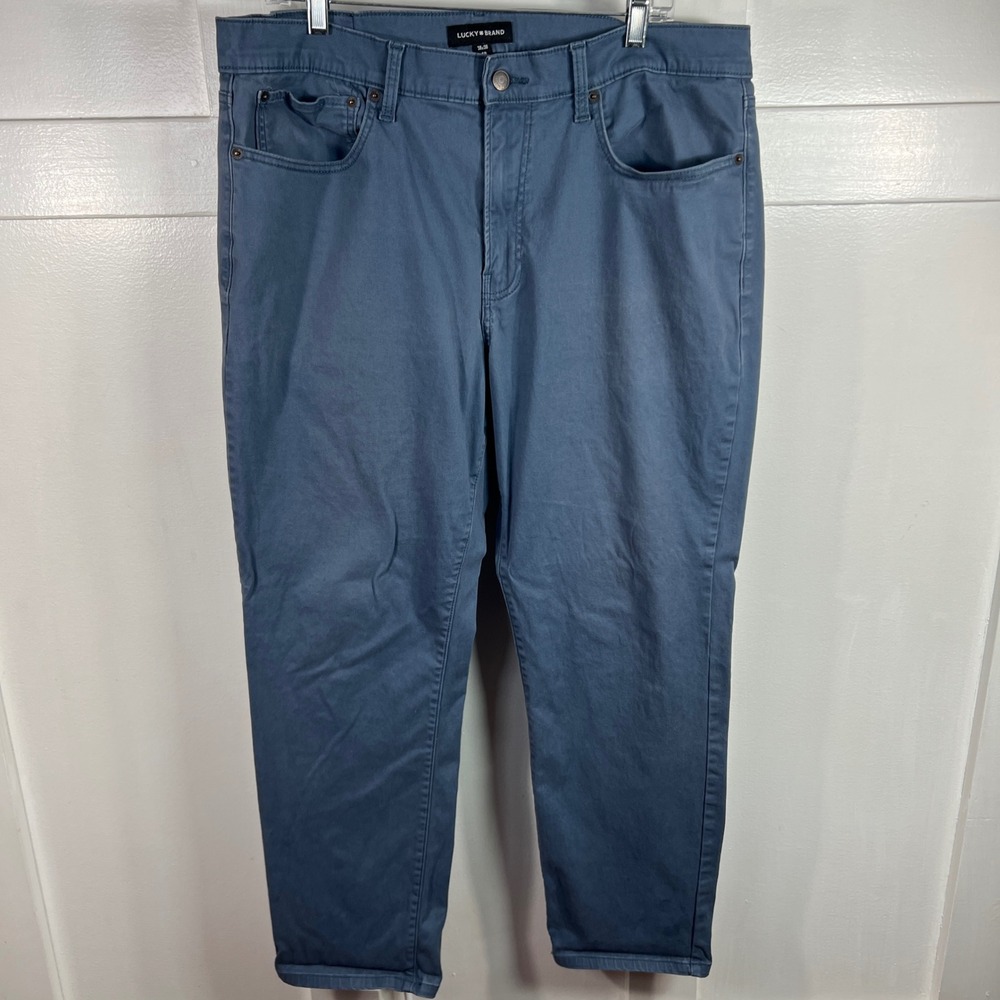 Lucky Brand Mens 38x30 Slate Blue‎ Stretch Cotton 5-Pocket Chino Pants